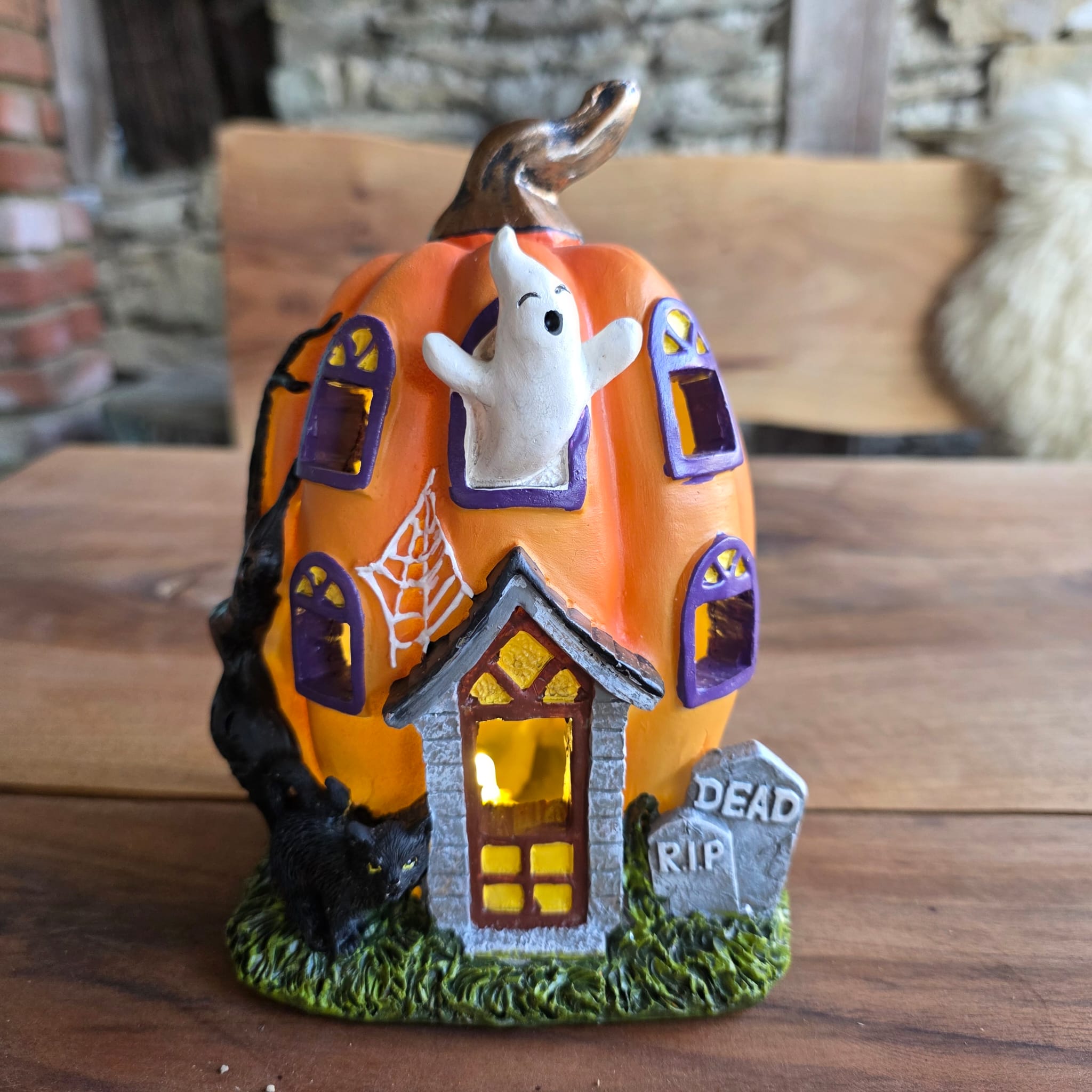Halloween Geisterhaus als K&uuml;rbis mit LED-Beleuchtung 🎃👻