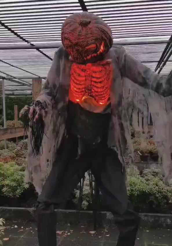Animatronic Gl&uuml;hender Horror K&uuml;rbismann &ndash; 210 cm G&auml;nsehaut pur