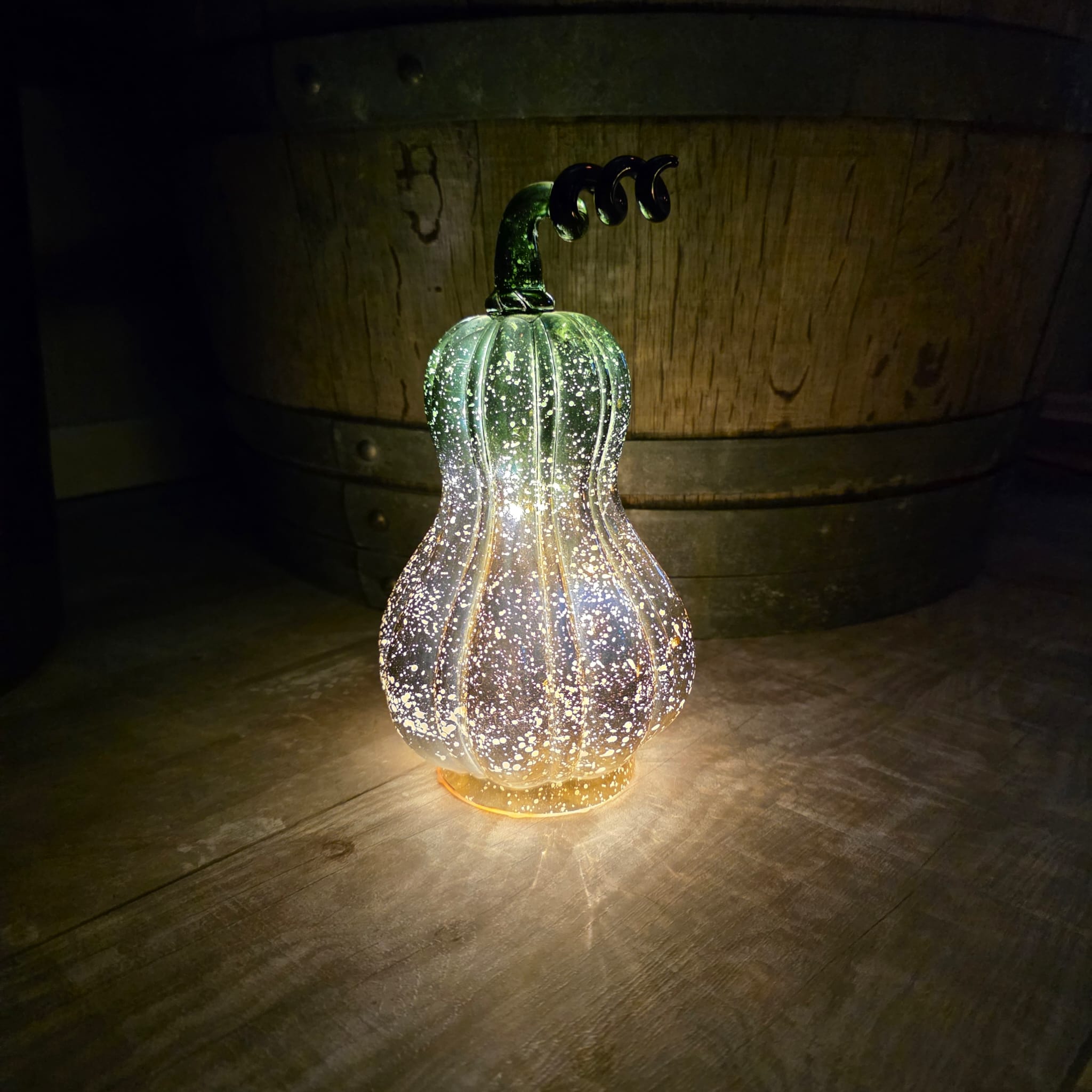 Zweifarbiger LED-Glask&uuml;rbis mit Timerfunktion &ndash; 24 cm