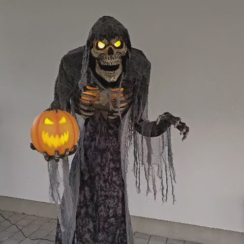 🎃 Jack Starker Animatronic Monster mit K&uuml;rbis &ndash; ca. 2,10 m Halloween-Schocker 🎃