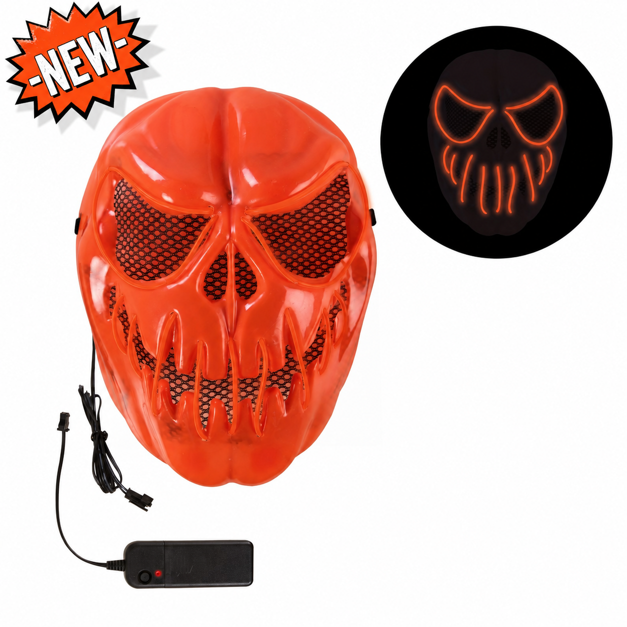 LED Halloween K&uuml;rbis-Totenkopfmaske &ndash; Leuchtender Grusel f&uuml;r dein Kost&uuml;m