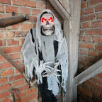 H&auml;ngendes Halloween-Skelett &ndash; 160 cm mit Sound & roten LED-Augen image 0