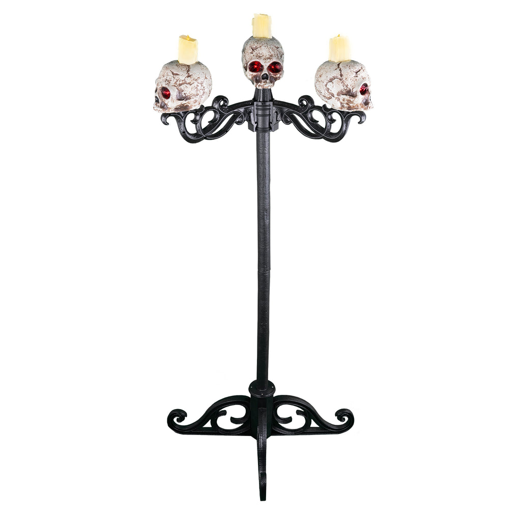 Totenkopf Kerzenst&auml;nder mit LED Licht